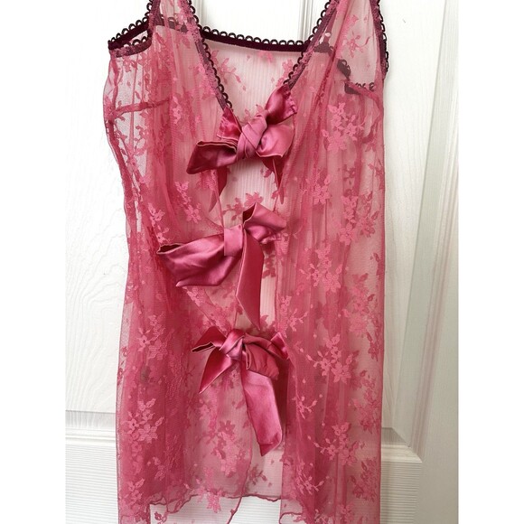 Fleur Du Mal Untie Me Floral Lace Nightie Slip Lingerie Cami w/Satin Ribbon Bows - Picture 5 of 11